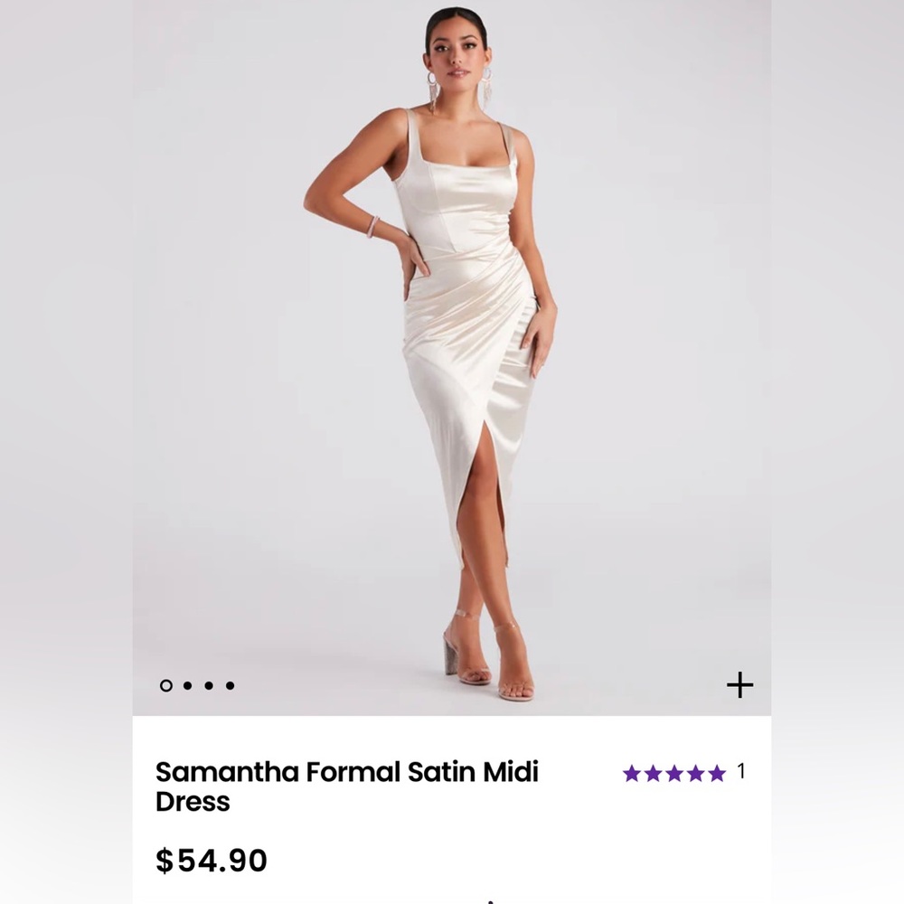 Ivory Satin Midi Dress 🤍